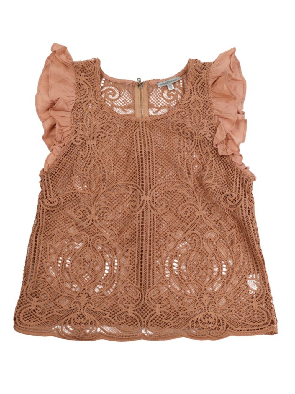 Charlotte Russe Blush Pink Crochet Lace Flutter Sleeve Boho Top Medium